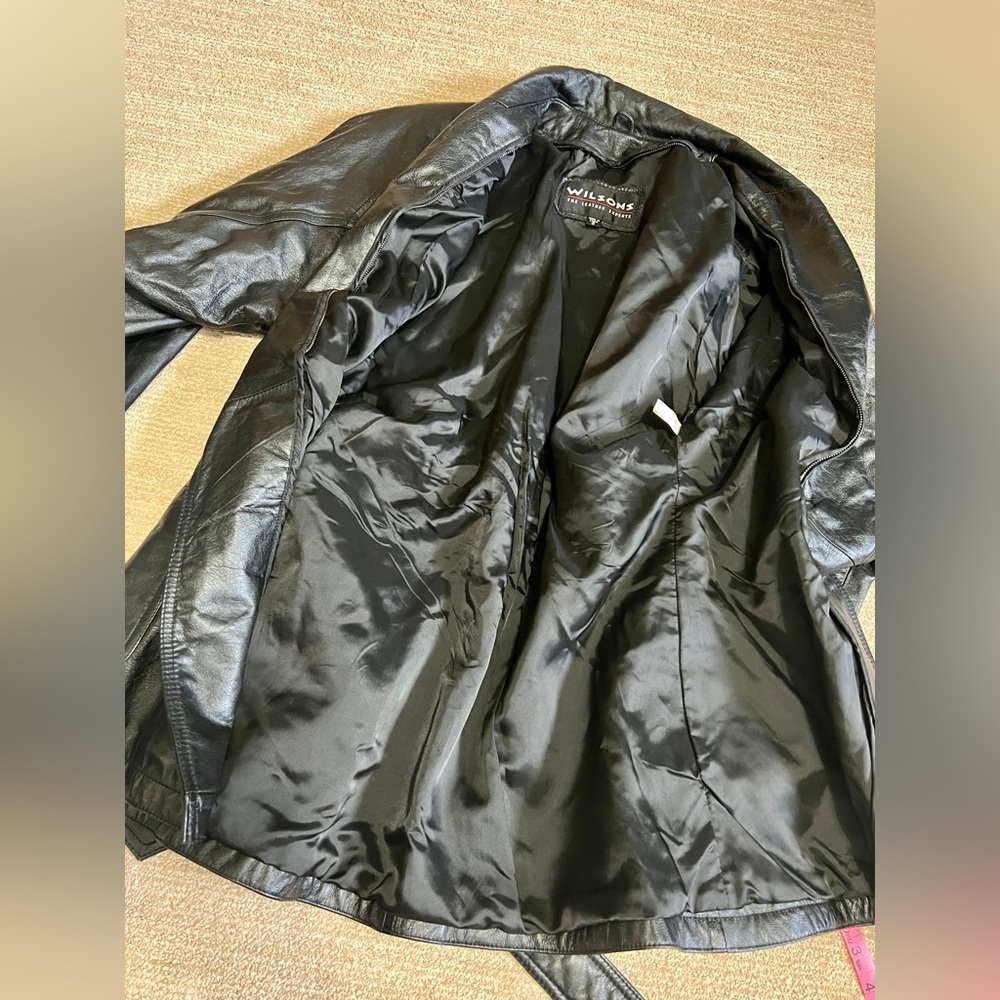 Wilsons Leather Vintage Genuine Leather 90's Trench Coat - Small - Picture 12 of 14
